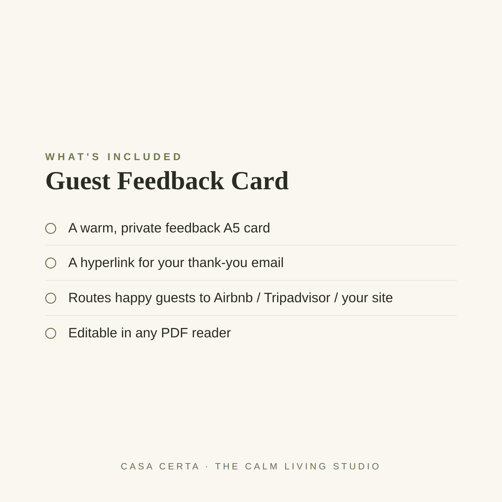 The Guest Feedback Card