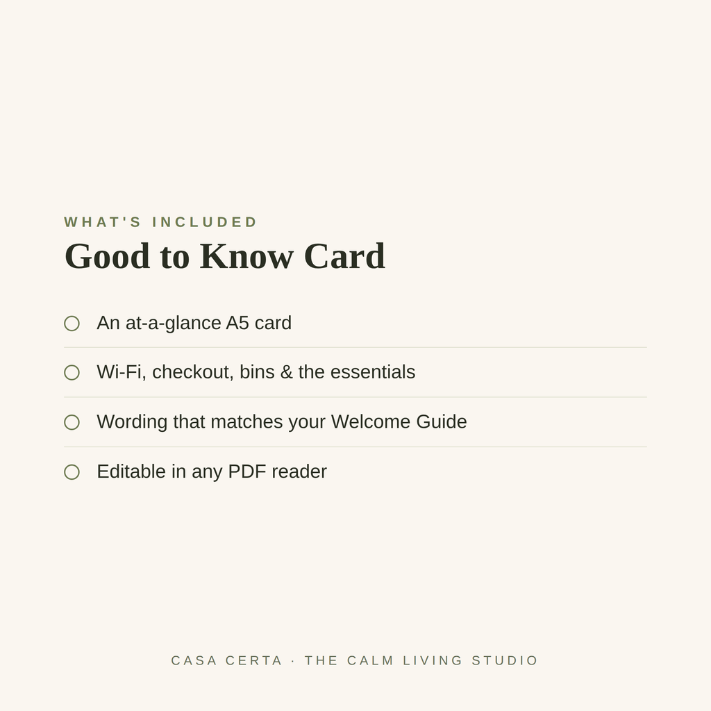 The Good-to-Know Guest Card
