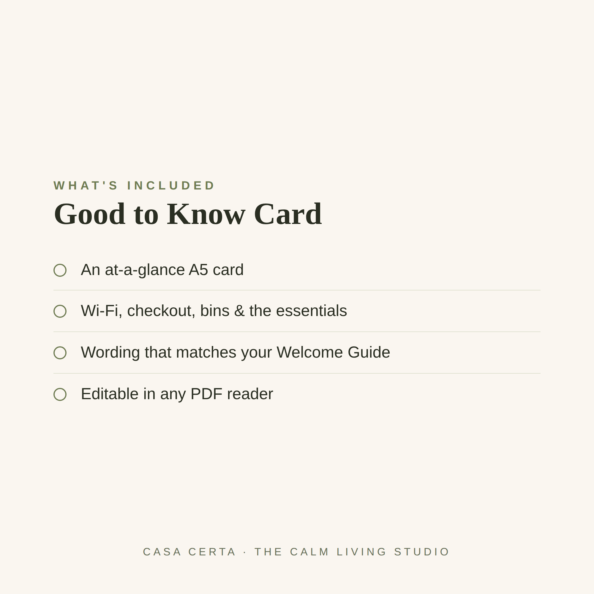 The Good-to-Know Guest Card