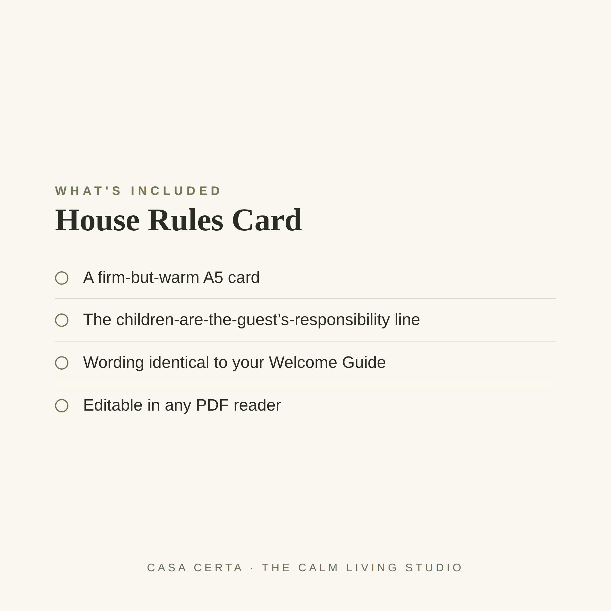 The House Rules Card